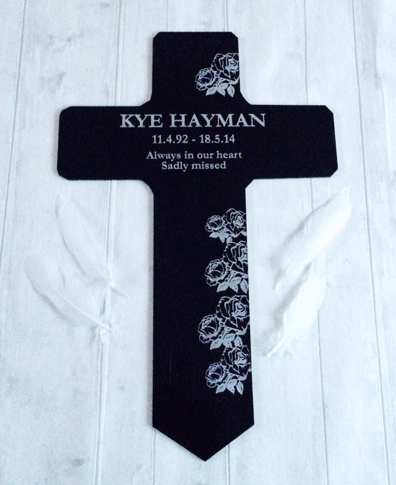 Large Cross 'Rose' Style Grave Marker