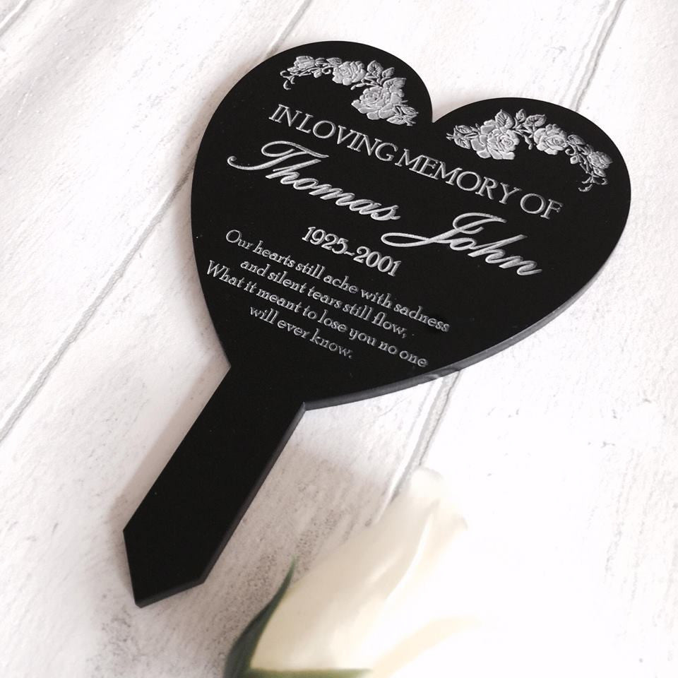 'Rose' Heart Black Memorial