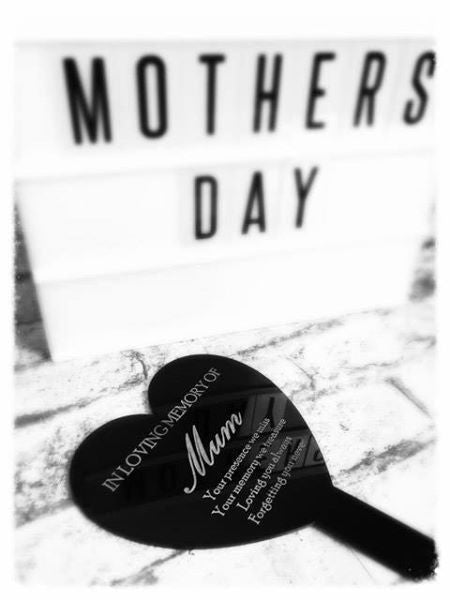 Standard 'Mum' Black Heart Memorial - Non Personalised