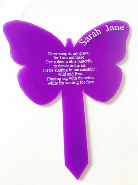 Personalised butterfly memorial plaque