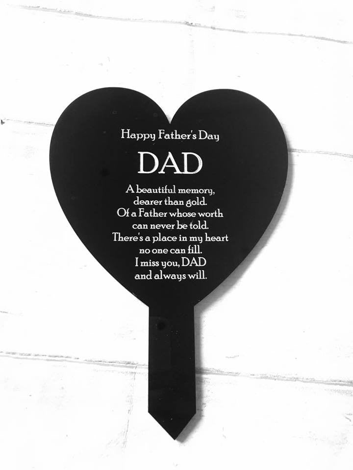 Black Heart DAD Father's Day Memorial Plaque - Non Personalised
