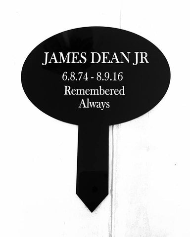 Oval Black Personalised Memorial Plaque