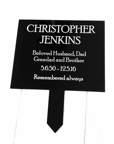 Square Black personalised Memorial Plaque