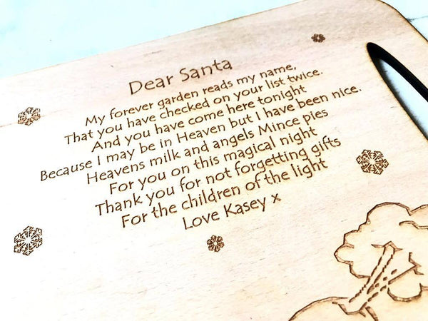 Angel Personalised Christmas Eve Santa Treat Tray Board Platter for Forever Gardens
