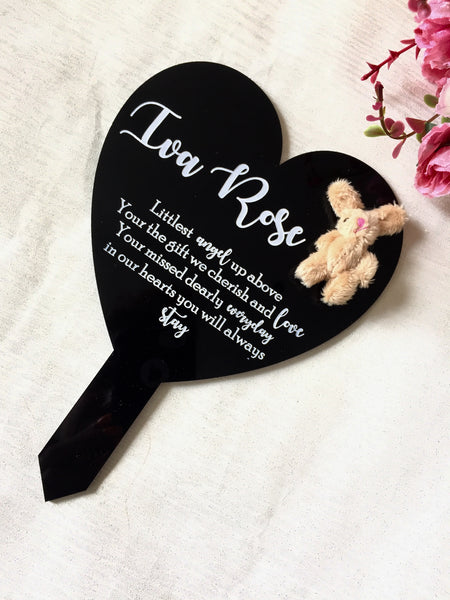 Personalised teddy heart memorial