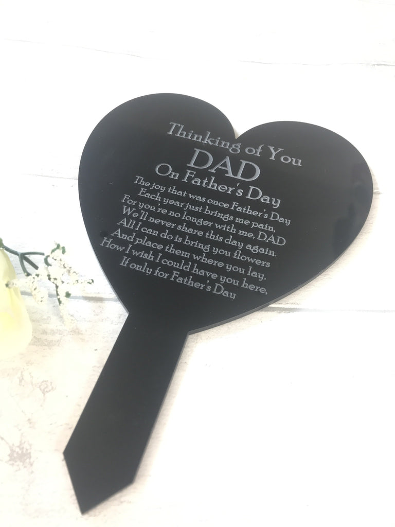 'Thinking of you' DAD Fathers Day standard heart memorial plaque