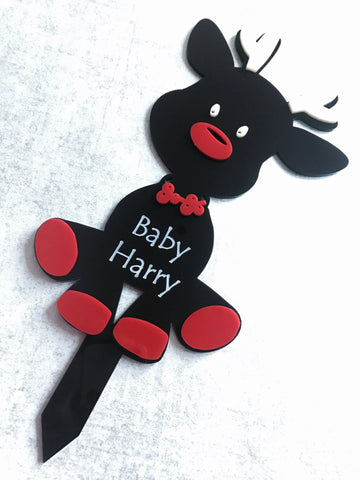 Reindeer Christmas memorial plaque personalised