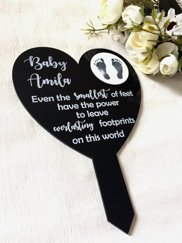 Personalised photo footprints memorial grave marker plaque