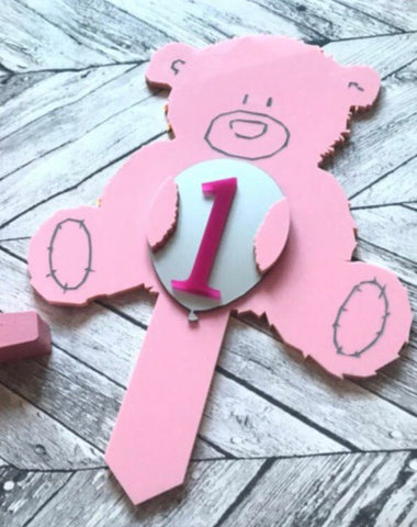Birthday bear holding a balloon with number