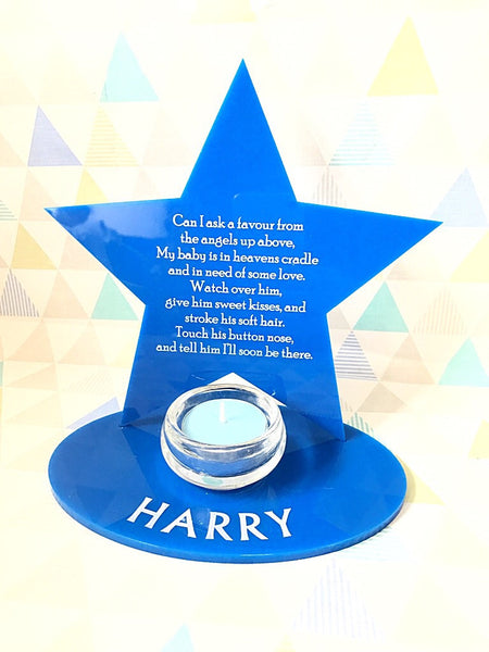 Personalised star tea light holder with poem