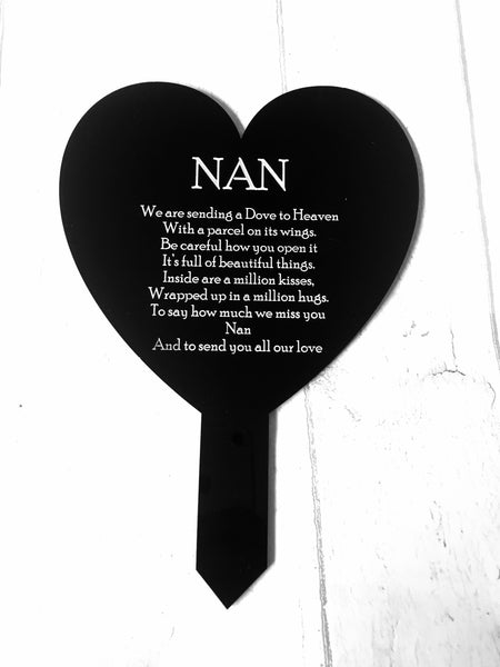 Black heart standard memorial stake - various titles