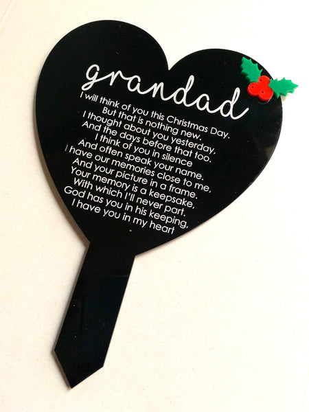 Christmas memorial grave plaque