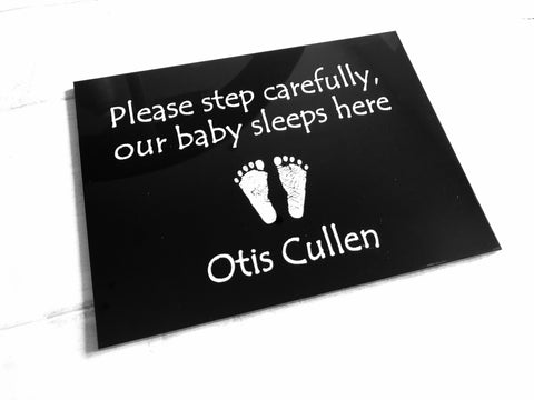 Please step carefully footprints plaque