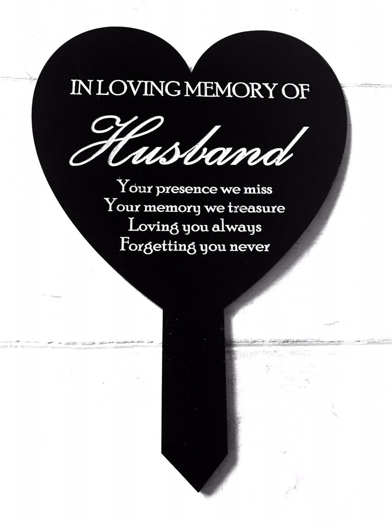 Husband black heart stake memorial