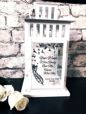 Personalised 'your wings were ready but my heart was not' Lantern