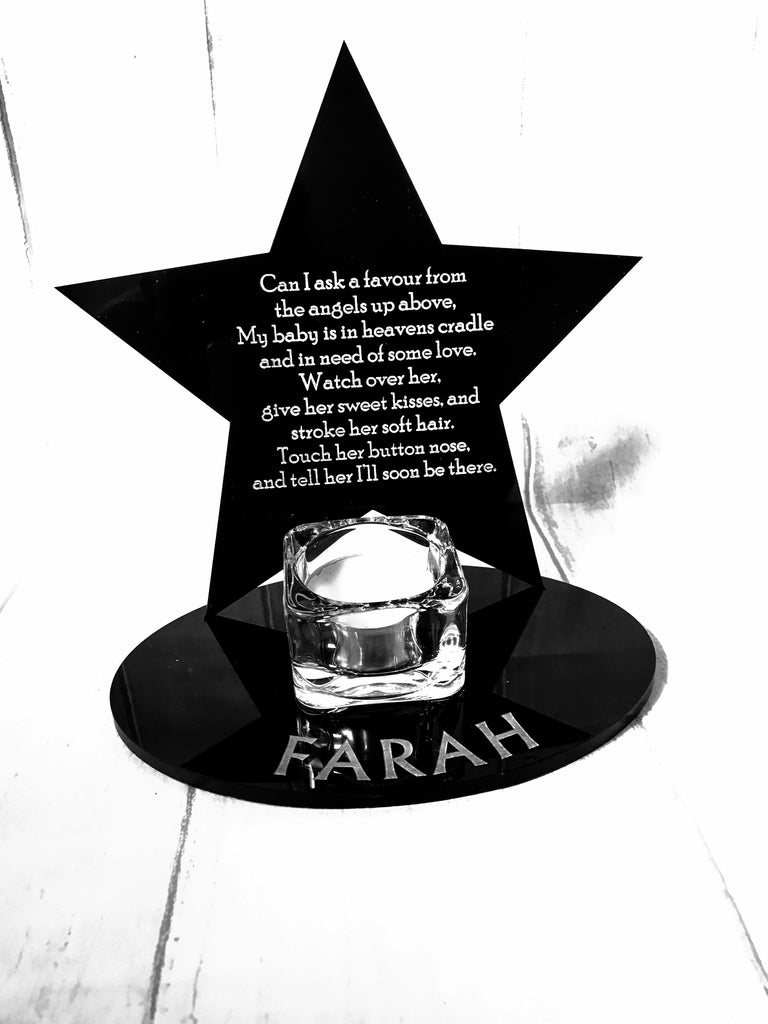 Personalised star tea light holder with poem