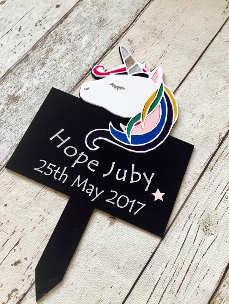 Personalised unicorn memorial plaque