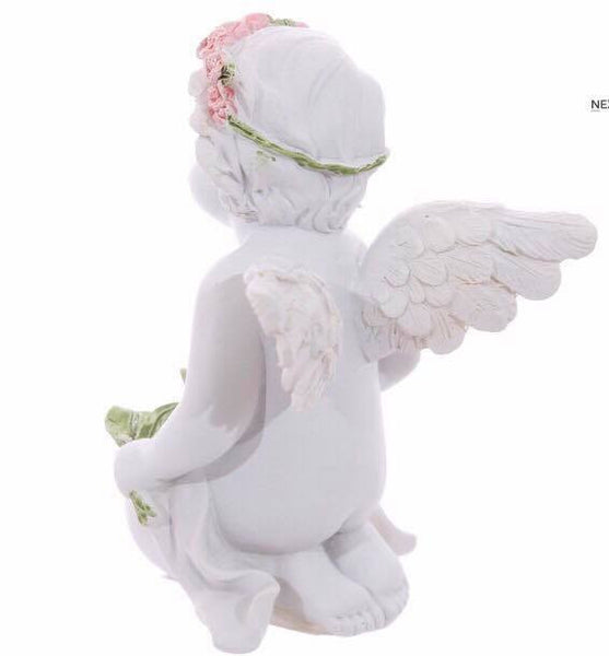 Cherub holding roses