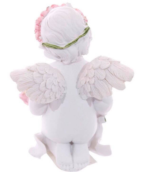 Cherub holding roses